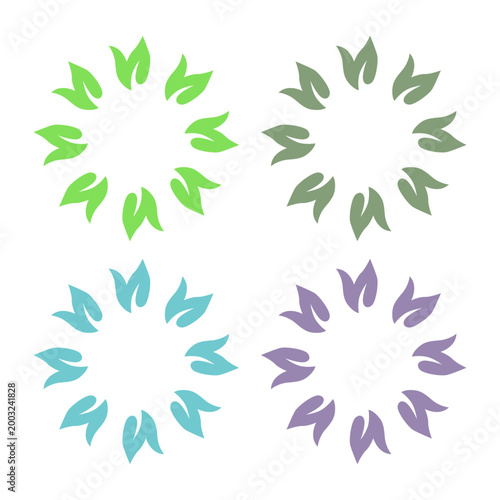 BOTANICAL GREEN LEAVES SIGN SYMBOL LOGO VECTOR ISOLATED ON WHITE