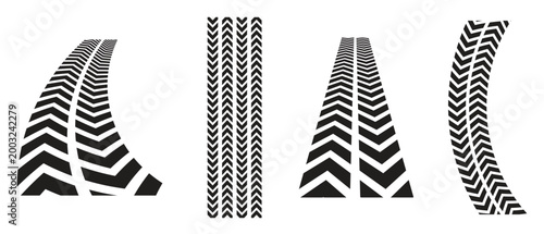 Slika na platnu An illustration depicting intersecting tire tracks creating a dynamic visual effect on transparent background