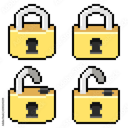 Pixel Art Padlock Icon Set – Lock / Unlock UI Asset