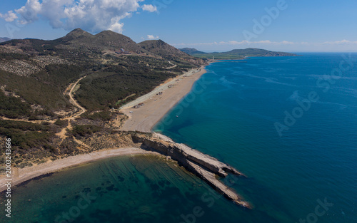 Aerial View of Ugurlu Beach in Gokceada Turkey Aegean Sea Untouched Coastal Nature