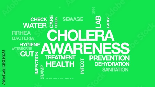 cholera awareness concept Animated Tag Word Cloud kinetic typography, Text Design Animation typography seamless loop video motion graphics Intro Wordart green screen  background bg backdrop