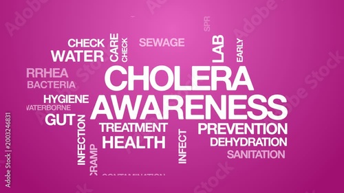 cholera awareness concept Animated Tag Word Cloud kinetic typography, Text Design Animation typography seamless loop video motion graphics Intro Wordart pink  background bg backdrop
