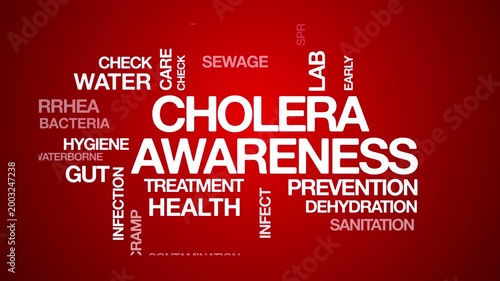 cholera awareness concept Animated Tag Word Cloud kinetic typography, Text Design Animation typography seamless loop video motion graphics Intro Wordart red  background bg backdrop