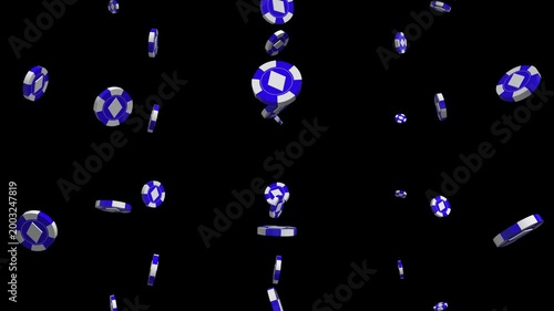 3D Animation of Falling Diamond Gambling Chips