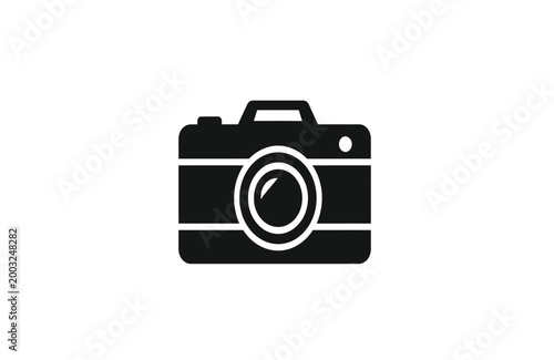Camera silhouette on a white background black and white