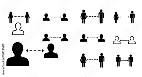 social distancing icons showing safe distance between people for protection
