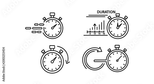 stopwatch icons for time management duration and speed concepts