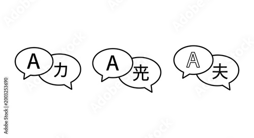 translation concept with speech bubbles and foreign characters language