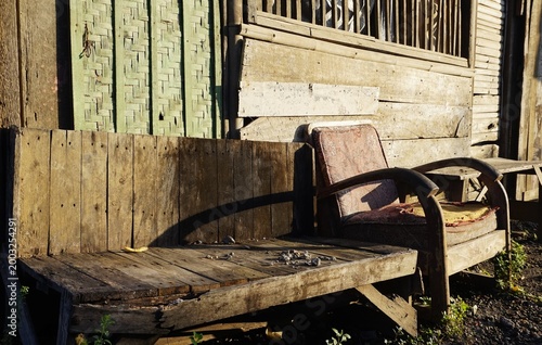 old and worn classic chairs, worn out by age