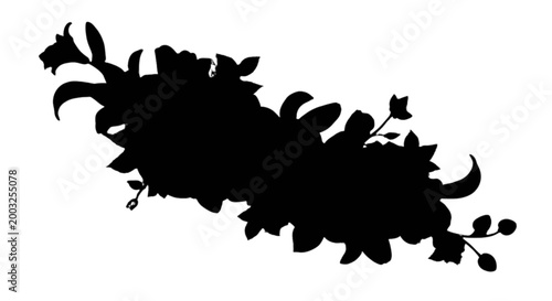silhouette of cow herd grazing at sunset minimalist black and white illustration