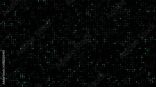 Dots Animated Background, Cyan flickering Hi tech motion graphic on dark background