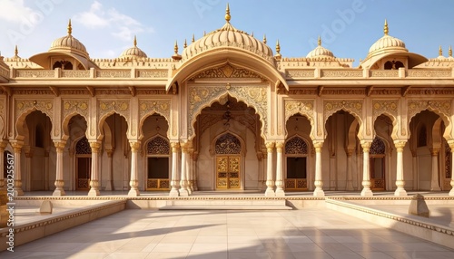 Magnificent Indian Palace Architecture with Intricate Carvings and Domes.