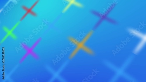 Abstract Colored 3D gradient crosses background animation blurry design