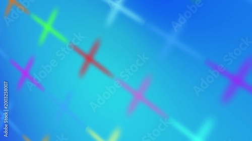 Abstract Colored 3D gradient crosses background animation blurry design