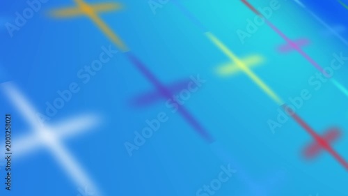 Abstract Colored 3D gradient crosses background animation blurry design