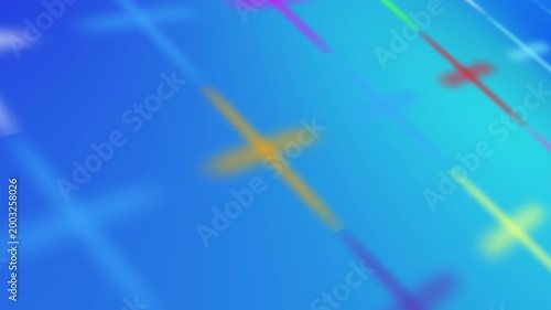 Abstract Colored 3D gradient crosses background animation blurry design
