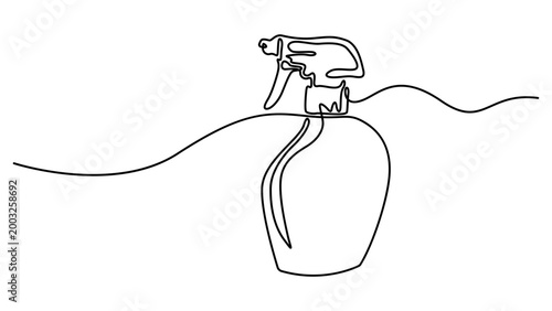 Continuous line drawing of a spray bottle