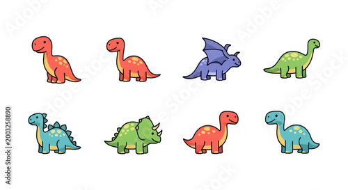Cartoon dinosaurs set illustration