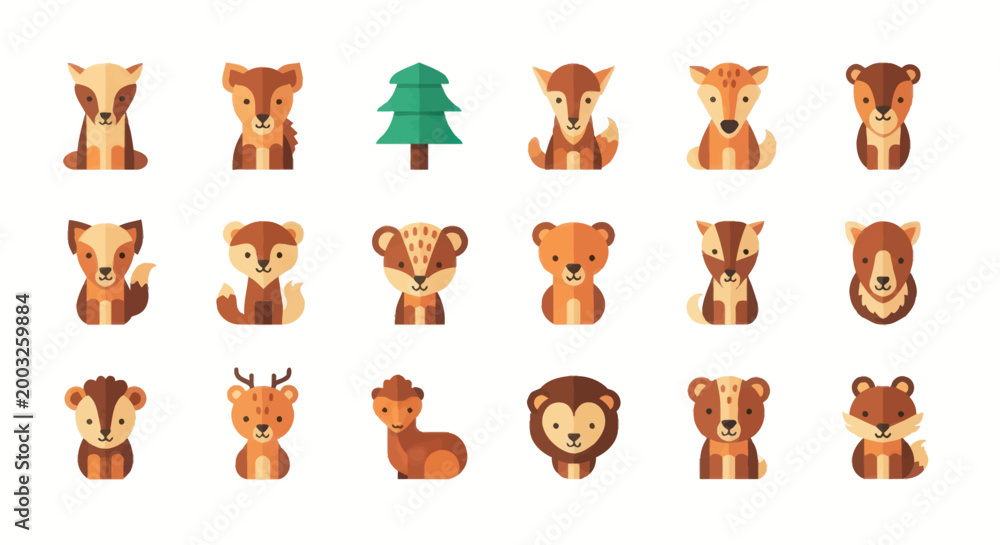 Fototapeta premium Cartoon forest animal collection