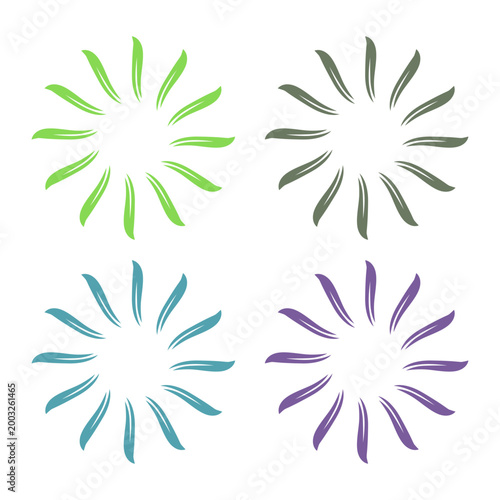 GREEN LEAVES IN CIRCLE SIGN SYMBOL LOGO VECTOR ISOLATED ON WHITE