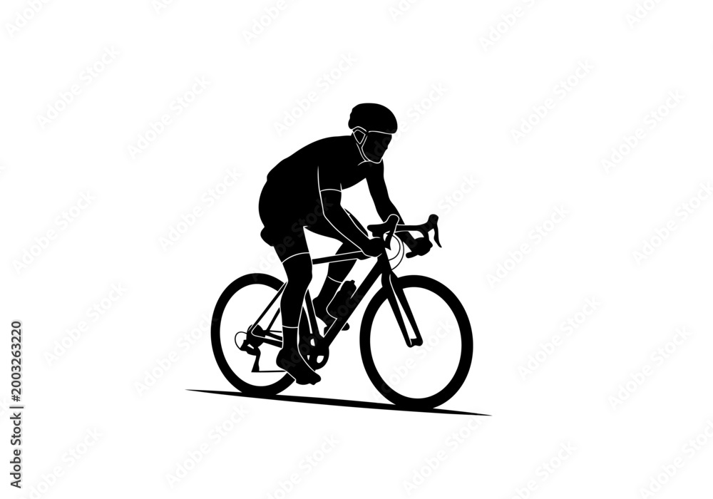 Fototapeta premium Silhouette of a Cyclist in Motion on a Road Bicycle Depicting Athleticism and the Pursuit of Cycling Sports Excellence During Outdoor Activity and Training