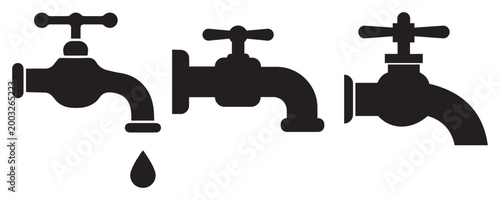 Water Tap Faucet Icon Vector Illustration Isolated on White Background Plumbing Symbol for Bathroom and 
Kitchen Design