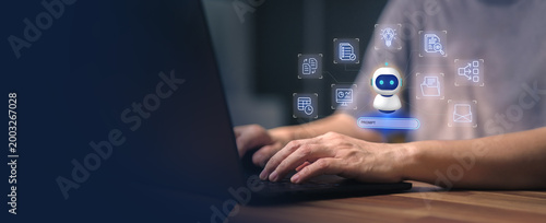 Use agentic ai with ai agent using autonomous workflow for automation represents artificial intelligence innovation and digital transformation for business strategy management