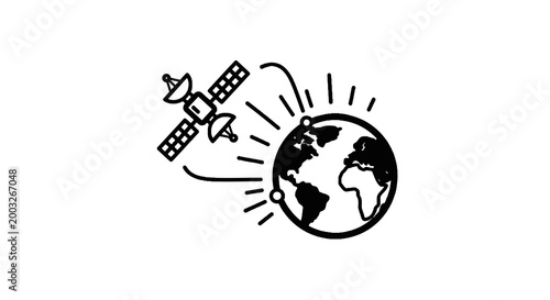 Satellite Orbiting the Earth in Space.