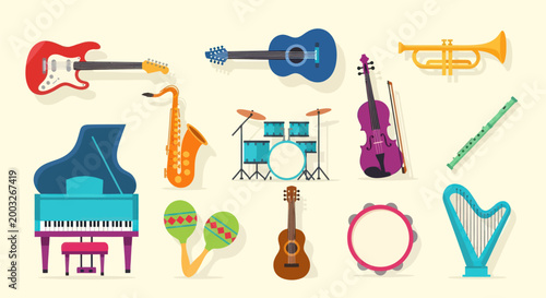 Collection of musical instruments illustration
