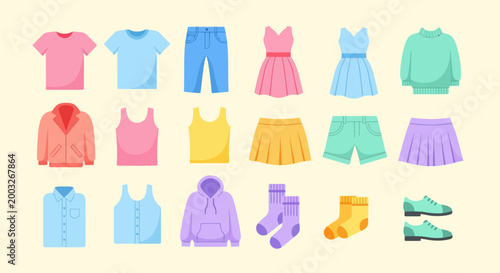 Colorful apparel collection illustration