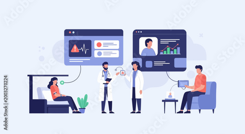 Medical professionals using telemedicine technology for patient care.