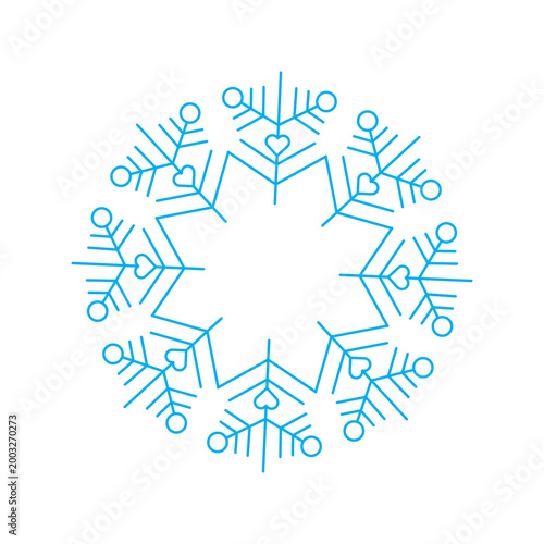 Set of flat snowflakes on white background. Flat snow icons, silhouette. Decorative set of elements of various winter snowflakes. For greeting New Year and Christmas cards, banners, invitations