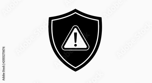 Free Download Warning sign on black shield icon. - GFXLoad