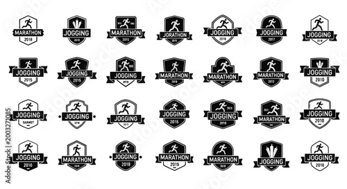 Running Marathon Jogging Sports Logos Collection