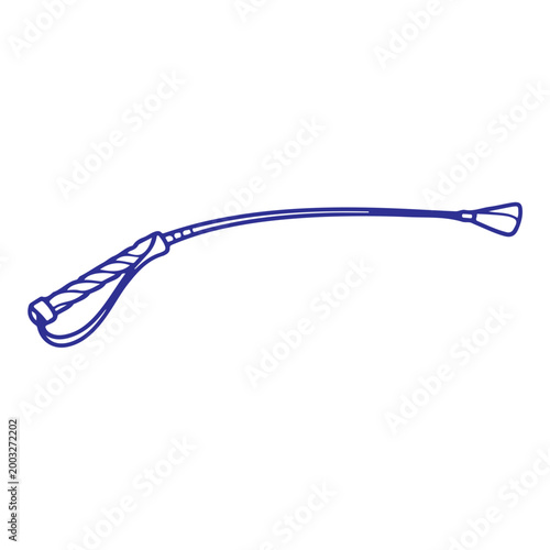 Black Riding Crop Vector Silhouette - Professional Horse Whip Icon for Equestrian Sports, Training and Horse Racing Isolated on White
