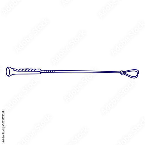 Black Riding Crop Vector Silhouette - Professional Horse Whip Icon for Equestrian Sports, Training and Horse Racing Isolated on White