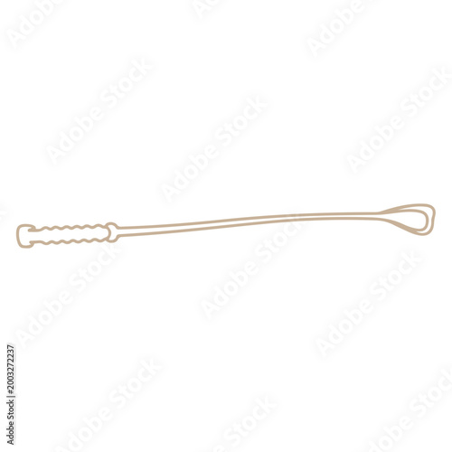 Black Riding Crop Vector Silhouette - Professional Horse Whip Icon for Equestrian Sports, Training and Horse Racing Isolated on White
