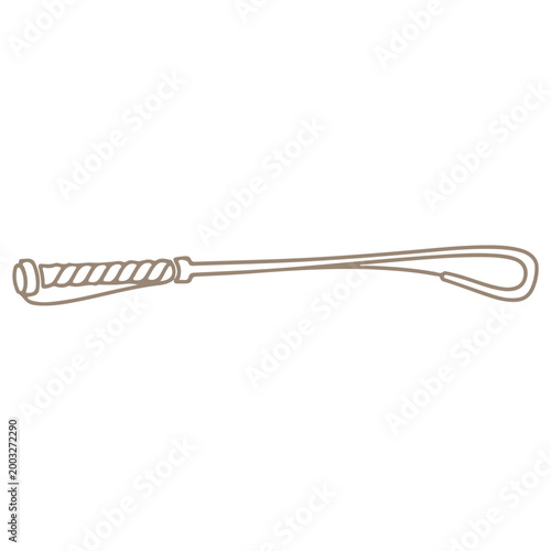 Black Riding Crop Vector Silhouette - Professional Horse Whip Icon for Equestrian Sports, Training and Horse Racing Isolated on White