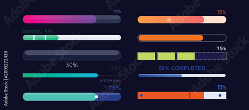 Colorful progress bar chart for data visualization and infographic design