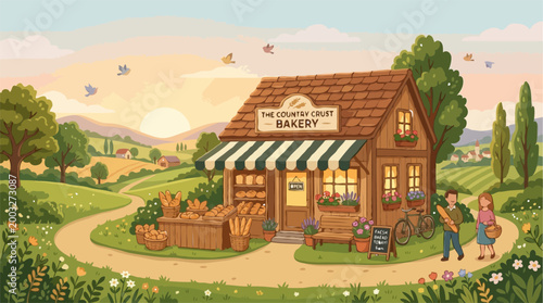 Charming Country Crust Bakery at Golden Hour