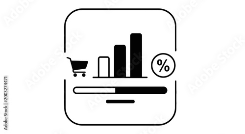 Shopping Cart Icon with Bar Graph.