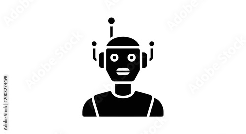 Robot Character With Antenna Headpiece.