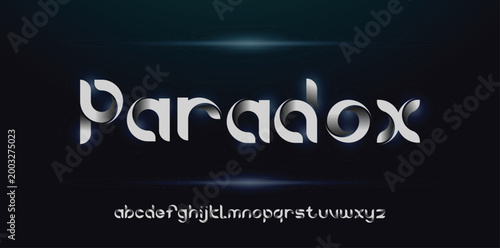 Fotografia folding font rounded bold font of blue gradient glow ribbon letters set business