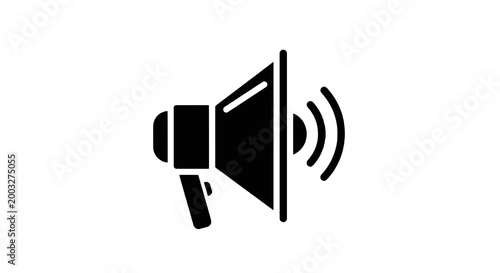 Black Megaphone Icon With Sound Waves.