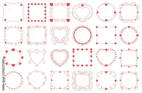 Valentine's Day Frames: Collection of romantic frames with heart shapes. Valentine's Day design, romantic graphic, love symbol, heart frame, Valentine's Day elements.