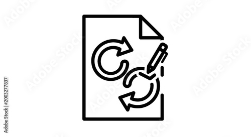 Black and white document edit icon.
