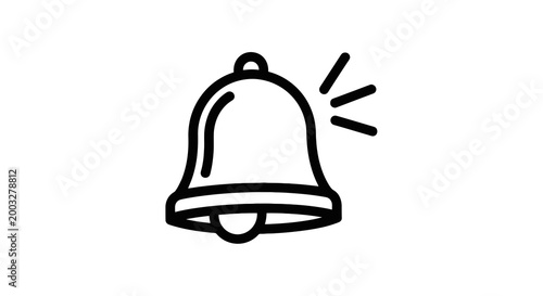 Simple Line Drawing of a Bell.