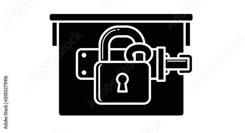 Padlock with keyhole and safety lock.