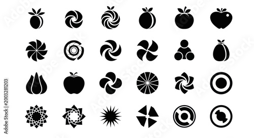 Abstract graphic design elements in black