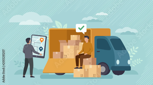 Delivery Service Management and Package Tracking with Mobile App and Truck